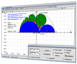 MathProf - Pappos-Kreise - Pappus-Ketten - Kreise im Kreis - Halbkreisbogen - Plotter - Halbkreis - Bild - Darstellen - Plotten - Graph - Rechner - Berechnen - Grafik - Zeichnen - Plotter