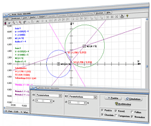 MathProf - Kreise - Schneiden - Chordale - Schnittpunkte - Tangenten zweier Kreise - Konzentrische Kreise - Kreisberechnung - Kreistangenten - Radien - Mittelpunkte zweier Kreise - Kreisquerschnitt - Kreisumfang - Eigenschaften - Mittelpunktsform - Bild - Darstellen - Plotten - Graph - Rechner - Berechnen - Grafik - Zeichnen - Plotter