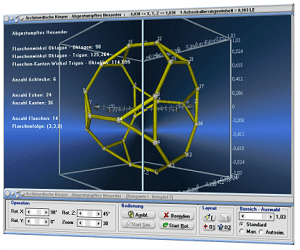 MathProf - Archimedische Körper - Abgestumpft - Dodekaeder - Vielflächner - Körper - 3D - Dreidimensional -  Konvexe Polyeder - Halbreguläre Polyeder - Semireguläre Polyeder - Volumen - Flächen - Punkte - Kanten -  Inkugel - Umkugel - Netz - Gitter - Bild - Darstellen - Plotten - Graph - Rechner - Berechnen - Grafik - Zeichnen - Plotter