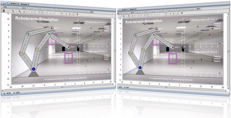 SimPlot - Grafiken - Roboter - Abbildung - Animierte Grafiken - Animationsgrafiken - Animationsprogramm - Technische Animationen - Schaubild - Modell - Grafisch - Visualisierung