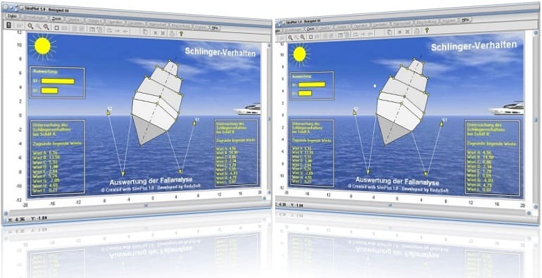 SimPlot - Grafiken - Schiff - Kentern - Boot - Bewegliche Bilder - Animierte Bilder - Animierte Grafken - Koordinaten - Bewegen - Simulieren - Drehen - Spiegeln - Rotieren - Verschieben - Drehung - Spiegelung - Rotation - Verschiebung - Interaktive Infografik - Interaktive Präsentationen 