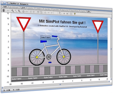 SimPlot - Animation - Beschleunigung - Abbremsung - Wiederholung - Mathematik - Kurvenbahn - Bewegungsablauf - Punkt bewegen - Anwendung - Applikation - Bewegungsarten - Bremsen - Beschleunigen