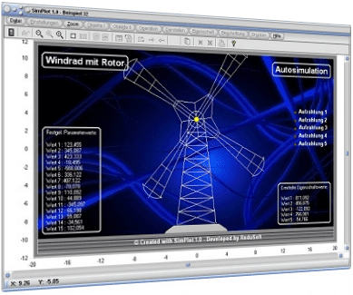 SimPlot - Windrad - Windräder - Simulation - Programm - Bewegungsablauf - Punkt bewegen - Anwendung - Applikation - Bewegungsarten - Automatisch - Punktbewegung - Abläufe - Richtung - Bewegungsrichtung