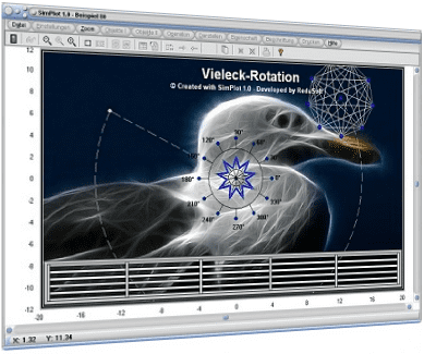 SimPlot - Computeranimation - Zeitsteuerung - Ablauf - Steuerung - Plotter - Graph - Bilder - Grafiken - Wissen - Bremsen - Beschleunigen - Punktbewegung - Funktion