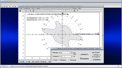Komplex - Realteil - Imaginärteil - Bestimmte Integrale - Gerichtete Fläche - Obere Integralgrenze - Untere Integralgrenze - Obere und untere Integralgrenze - Flächenschwerpunkt - Schwerpunkt - Integralrechnung - Intervall - Fläche - Flächenintegral - Schwerpunkt - Graph - Plotten - Grafisch - Bild - Grafik - Bilder - Darstellung - Berechnung - Rechner - Darstellen