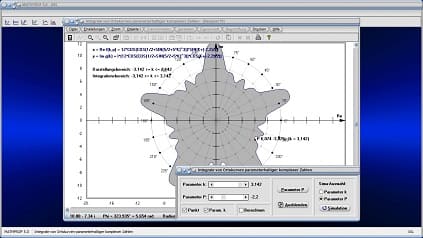 Ortskurven - Komplexe Zahlen - Komplex - Ortskurve - Integralrechnung - Integral - Polar - Polarkoordinaten - Polarform - Polardarstellung - Fläche - Integrationsgrenze - Bereich - Intervall - Schwerpunkt  - Bogen - Orientierter Flächeninhalt - Integralberechnung - Integralgrenze - Integrieren - Graph - Plotten - Grafisch - Bild - Grafik - Bilder - Darstellung - Berechnung - Rechner - Darstellen