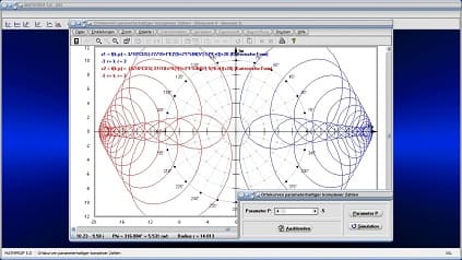 Ortskurven - Komplexe Zahlen - Komplex - Ortskurve - Parameter - Funktionswerte - Parameterwerte - Plotten - Ableiten - Ableitung - Wertetabelle - Präsentation - Kurven plotten - Plot - Plotter - Rechner - Grafik - Zeichnen - Graph - Graphen - Ebene Kurven in Parameterdarstellung