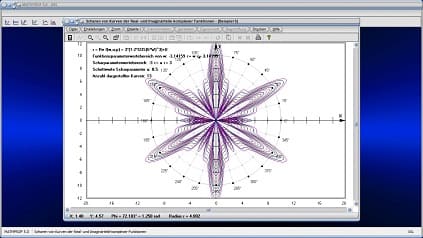 Komplex - Realteil - Imaginärteil - Funktionsscharen - Polarform - Polardarstellung - Scharen - Parameter - Scharparameter - Graphen - Zeichnen - Plotten - Rechner - Plotter - Graph - Grafik - Bilder - Beispiele - Darstellung - Berechnung - Darstellen