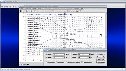 Vektorfeld - Vektorfelder - Komplex - Komplexe Zahlen - Realteil - Imaginärteil - Real - Imaginär - Berechnen - Graph - Grafisch - Plotter - Parameter - Rechner - Grafik - Rotation - Bilder - Darstellen - Zeichnen - Bestimmen - Definition - Formel - Skizzieren