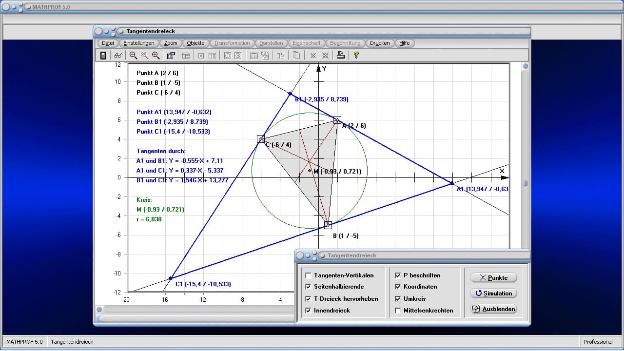 Tangentendreieck - Bild 1 - Tangentendreieck - Konstruktion - Konstruieren - Dreieck - Tangenten - Kreis - Berechnen - Graph - Grafisch - Bild - Rechner - Grafik - Beschreibung - Definition - Darstellung - Berechnung - Zeichnen - Eigenschaften - Darstellen