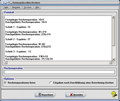MathProf - Kommandozeileninterpreter - Kommandozeilenbefehle - Befehle - Editor - Parameter - Berechnen - Editor
