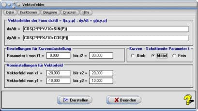MathProf - Vektorfeld - Feldlinien - Funktion - Zeichnen - Plotter - Plot - Rechner - Berechnen - Skizzieren - Visualisieren - Grafisch - Parameter