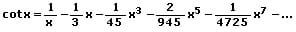 Mathprof - Reihen - Konvergente Reihen - Trigonometrische Reihe - Cotangens - Cotan(x)