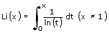 Logarithmisches Integral Li - Formel - Funktion