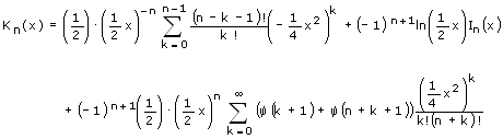 Modifizierte Bessel-Funktion 2. Gattung, n-ter Ordnung kn - Formel - Funktion