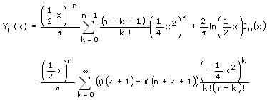 Bessel-Funktion 2. Gattung, n-ter Ordnung Yn - Formel - Funktion