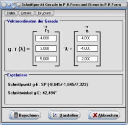MathProf - Ebene - Schnittwinkel - Schnittpunkt - Gerade - Abstand - Winkel - Senkrecht - Parallel