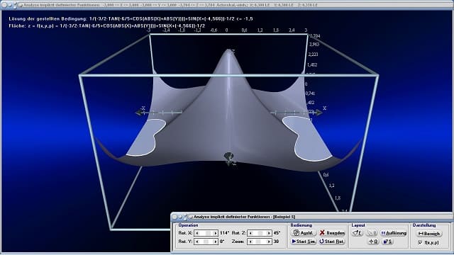 MathProf - Implizite Funktionen - Funktionen mehrerer Veränderlicher - 3D Funktionen - 3D Funktionsplotter - Mehrdimensionale Funktionen - Flächenfunktion - Implizite Funktion - Implizite Kurvendarstellung - Implizite Gleichung - Funktionen mit mehreren Variablen - 3D-Plotter - 3D-Plot - 3D-Grafik - Grafisch - Darstellen - Plotten - Graph - Grafik - Zeichnen - Schaubild - 3