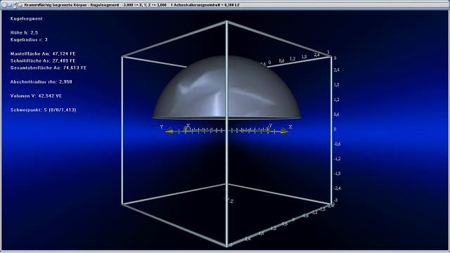 MathProf - Kugelkappe - Kugelhaube - Definition - Flächeninhalt - Volumen - Oberfläche - Mantelfläche - Radius - Umfang - Schwerpunkt - Grundfläche - Rauminhalt - Halbkugel - Höhe - Eigenschaften - Formeln - Darstellen - Plotten - Graph - Grafik - Zeichnen - Plotter - Rechner - Berechnen - Schaubild