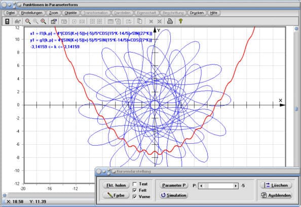 MathProf - Kurve - Parameter - Funktion - Term - Grafik - Darstellung - Animation - Explizit - Parametrisiert - Parametrisierung - Zeichnen - Grafik - Darstellen - Funktionszeichner - Parametergleichung - Bahnkurven - Plotten - Automatissch - Automatisiert