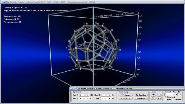 MathProf - Johnson-Polyeder - Johnson-Körper - Körper - Raum - 3D - Dreidimensional  - Eigenschaften - Liste - Tabelle - Ecken - Kanten - Gitter - Koordinaten - Darstellen - Plotten - Graph - Grafik - Zeichnen - Plotter - 2