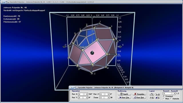 MathProf - Johnson-Polyeder - Johnson-Körper - Körper - Raum - 3D - Dreidimensional  - Eigenschaften - Liste - Tabelle - Ecken - Kanten - Gitter - Koordinaten - Darstellen - Plotten - Graph - Grafik - Zeichnen - Plotter - 4