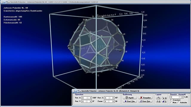 MathProf - Johnson-Polyeder - Johnson-Körper - Körper - Raum - 3D - Dreidimensional  - Eigenschaften - Liste - Tabelle - Ecken - Kanten - Gitter - Koordinaten - Darstellen - Plotten - Graph - Grafik - Zeichnen - Plotter - 5