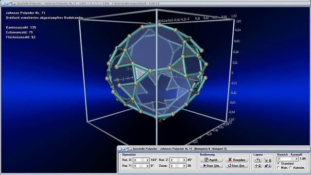 MathProf - Johnson-Polyeder - Johnson-Körper - Körper - Raum - 3D - Dreidimensional  - Eigenschaften - Liste - Tabelle - Ecken - Kanten - Gitter - Koordinaten - Darstellen - Plotten - Graph - Grafik - Zeichnen - Plotter - 6