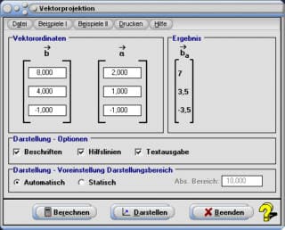 MathProf - Vektorprojektion - Projektion von Vektoren - Rechner - Berechnen