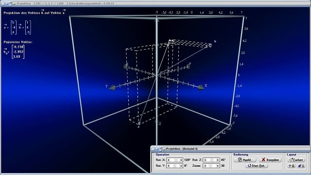 MathProf - Vektorielle Projektion - Projektion von Vektoren - Vektor projizieren - Formel - Normalprojektion - Grafik - Graph - Grafisch - Bilder - Dreidimensional - 3D - Darstellung - Berechnung - Darstellen - Rechner - Berechnen - Plotten - Weiterleitung von Vektoren - Vektorprojektion berechnen