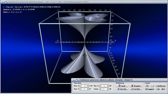 MathProf - Zylinderkoordinaten - Zylinderkoordinatensystem - Zylindrische Koordinaten - Funktion - 3D - Koordinatensystem - Polare Koordinaten - Funktionsplotter - Funktionsplot - Fläche - Polarkoordinaten - Dreidimensional - Raum - Grafisch - Darstellen - Plotten - Graph - Grafik - Zeichnen - Schaubild - 3