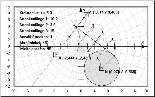 MathProf - Berard-Kurven - Kreis - Strecke - Kurve - Berard - Gerade - Winkel - Beispiel