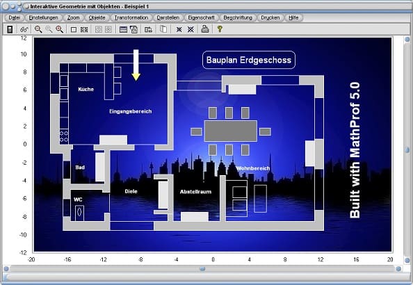 MathProf - Elemente - Grafiken - Infografiken - Präsentationen - Erdgeschoss - Bauplan - Zeichnen