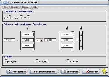 MathProf - Vektorrechnung - Vektoren addieren - Vektoren subtrahieren - Vektoren skalieren - Skalare - Differenzvektor - Vektorielle Addition - Vektorielle Subtraktion - Vektoren - Operatoren - Operationen - Addieren - Subtrahieren - Rechner - Berechnen