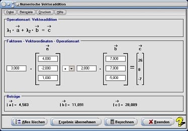 MathProf - Vektorrechnung - Vektoren - Komponentenweise Addition - Komponentenweise Multiplikation - Differenzvektor - Vektorielle Addition - Betrag eines Vektors - Betrag - Vektorlänge - Rechner - Berechnen- Übungsaufgaben - Aufgaben - Bedeutung - Erklärung - Differenz - Subtraktion - Komponentenweise Multiplikation - Berechnung