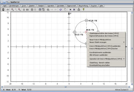 SimPlot - Kreise - Graphen - Plotten - Berechnen - Geometrie - Zeichnen