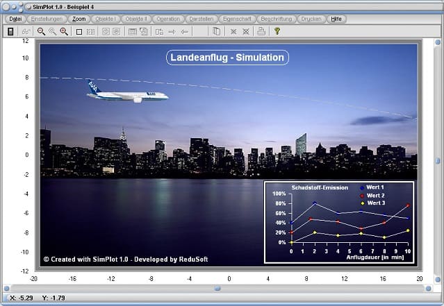 SimPlot - Animiert - Bilder - Simulation - Zeichnung - Animation - Landeanflug - Flugzeug