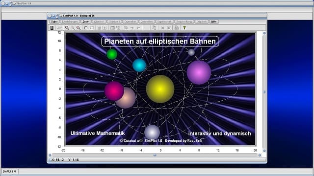 SimPlot - Programm - Software - Objektorientierte Simulation - Objektorientierte Analyse - Beispiele - Prozessablauf - Computer - Rotation - Bahnen - Ellipse